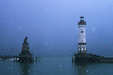 Lindau - Hafeneinfahrt bei Schneefall