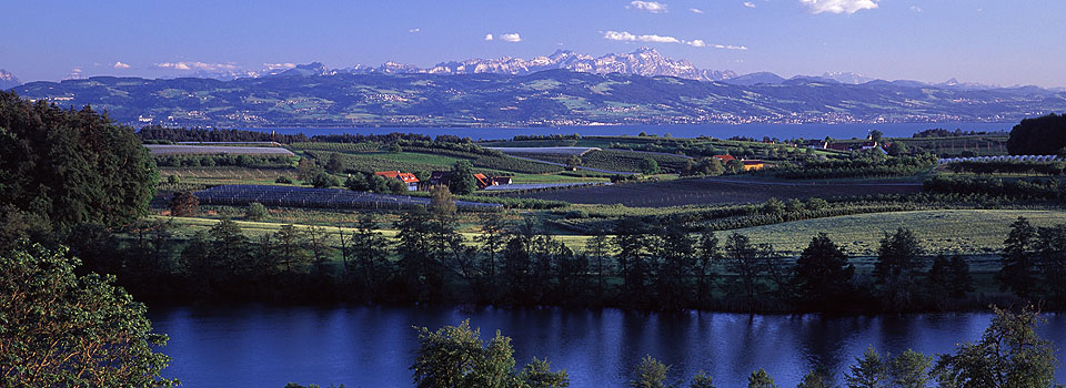 Schleinsee - Blick auf Hinterland und Alpenkette